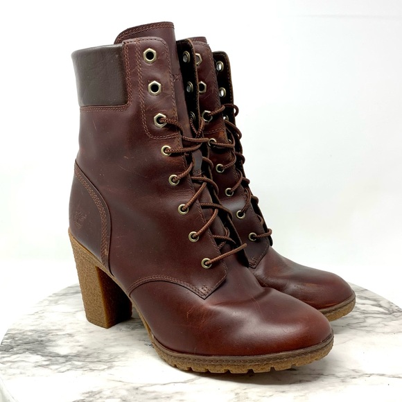 Timberland Shoes - Timberland Glancy Lace Up 6” brown leather lug sole rugged boot 9 Ortholite chic